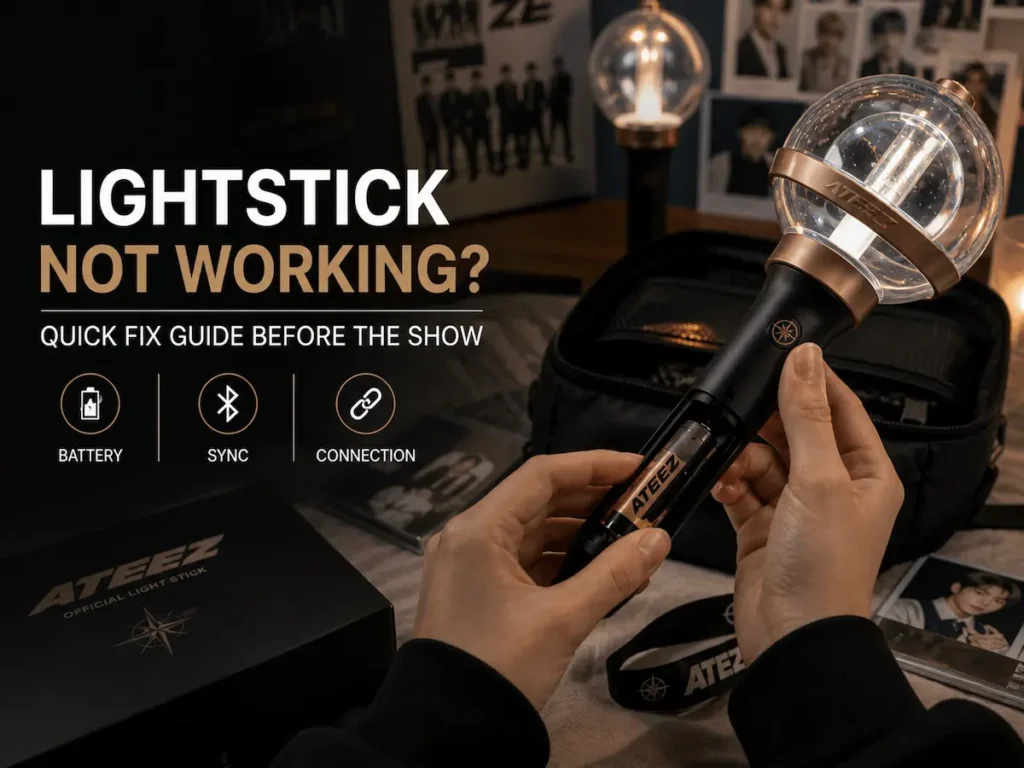 An image of a hands troubleshooting a lightstick.